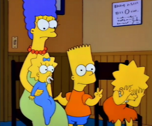 Puzzle Marge με τα παιδιά τους Bart, Λίζα και Μάγκι στο γραφείο του γιατρού